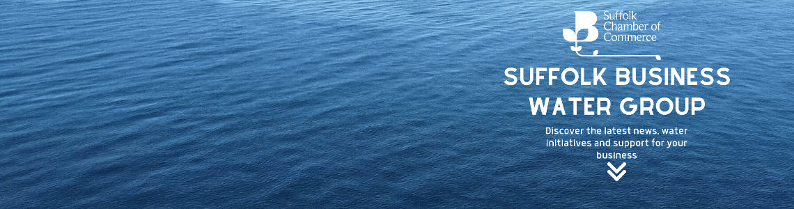 The title banner reads: Suffolk Business Water Group - discover the latest news, water initiatives, and support for your business